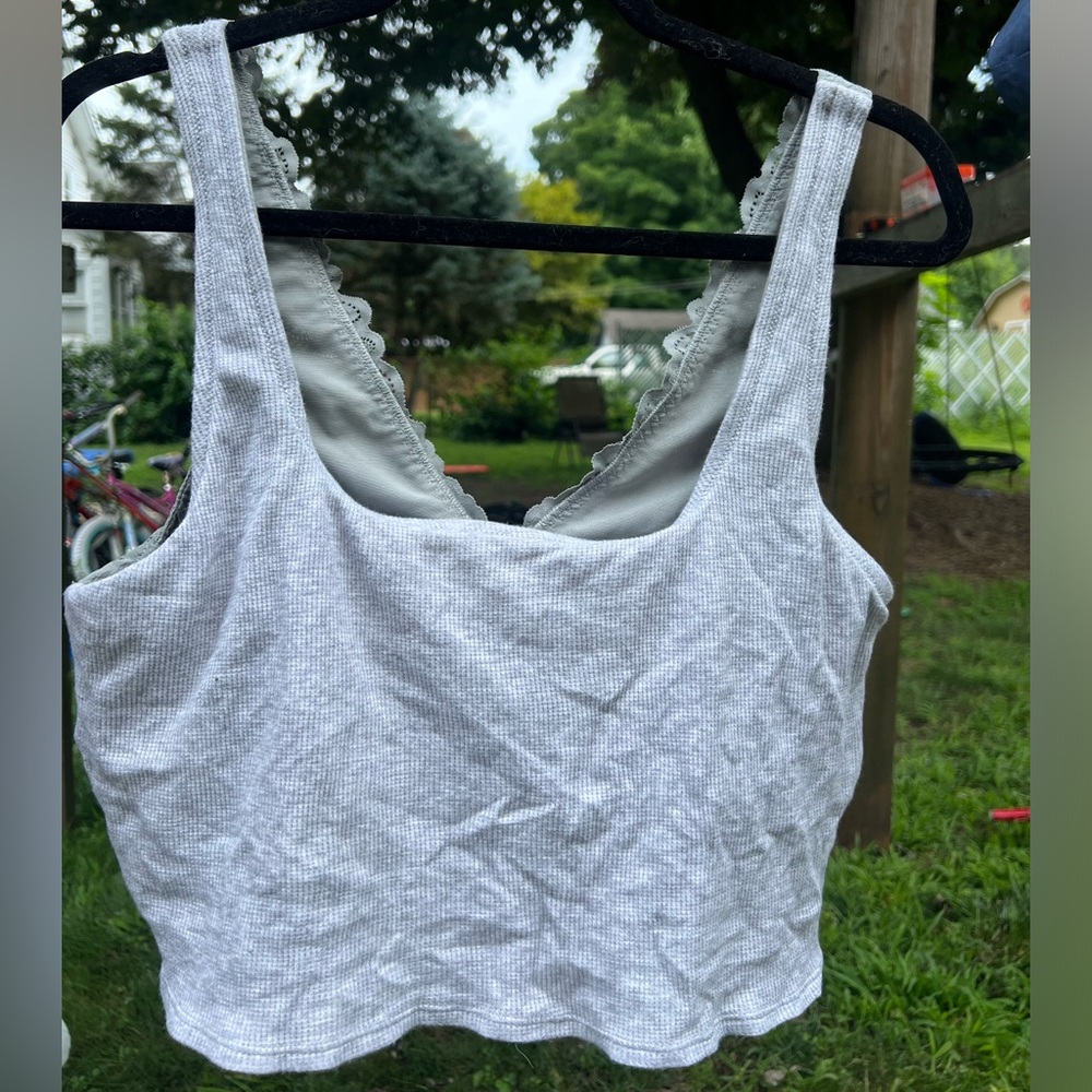 Waffle & lace bralette